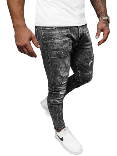 OZONEE Herren Jeans Hose Herrenjeans Jeanshose Skinny Röhrenjeans Biker Stretch Regular Slim Fit Straight Sportjeans Herrenhose Denim Baumwolle Baumwollmischung DR/TF216Z DUNKELGRAU 31 von OZONEE