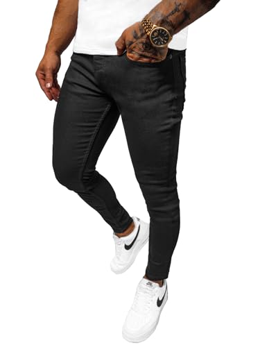 OZONEE Herren Jeans Hose Herrenjeans Jeanshose Skinny Röhrenjeans Biker Stretch Regular Slim Fit Straight Sportjeans Herrenhose Denim Baumwolle Baumwollmischung E/5348Z/02 SCHWARZ 31 von OZONEE