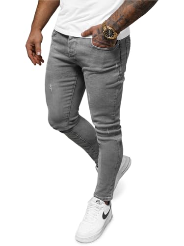 OZONEE Herren Jeans Hose Herrenjeans Jeanshose Skinny Röhrenjeans Biker Stretch Regular Slim Fit Straight Sportjeans Herrenhose Denim Baumwolle Baumwollmischung E/6901Z/01 GRAU 33 von OZONEE