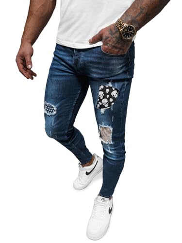 OZONEE Herren Jeans Hose Herrenjeans Jeanshose Skinny Röhrenjeans Biker Stretch Regular Slim Fit Straight Sportjeans Herrenhose Denim Baumwolle Baumwollmischung NB/MP0015BS DUNKELBLAU 31 von OZONEE