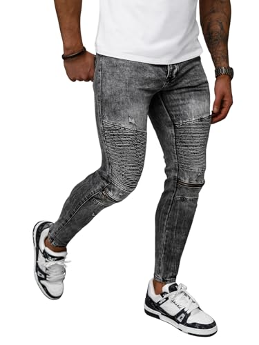 OZONEE Herren Jeans Hose Herrenjeans Jeanshose Skinny Röhrenjeans Biker Stretch Regular Slim Fit Straight Sportjeans Herrenhose Denim Baumwolle Baumwollmischung NB/MP0069NZ SCHWARZ 30 von OZONEE