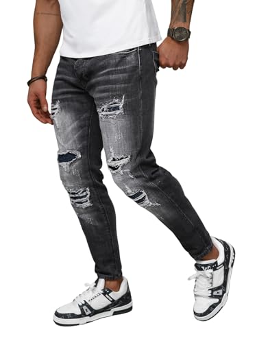 OZONEE Herren Jeans Hose Herrenjeans Jeanshose Skinny Röhrenjeans Biker Stretch Regular Slim Fit Straight Sportjeans Herrenhose Denim Baumwolle Baumwollmischung NB/MP0075NZ SCHWARZ 29 von OZONEE