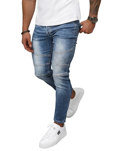 OZONEE Herren Jeans Hose Herrenjeans Jeanshose Skinny Röhrenjeans Biker Stretch Regular Slim Fit Straight Sportjeans Herrenhose Denim Baumwolle Baumwollmischung NB/MP0082BSZ DUNKELBLAU 32 von OZONEE