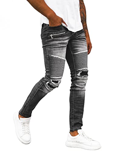 OZONEE Herren Jeans Hose Herrenjeans Jeanshose Skinny Röhrenjeans Biker Stretch Regular Slim Fit Straight Sportjeans Herrenhose Denim Baumwolle Baumwollmischung NB/MP0122NZ SCHWARZ 31 von OZONEE