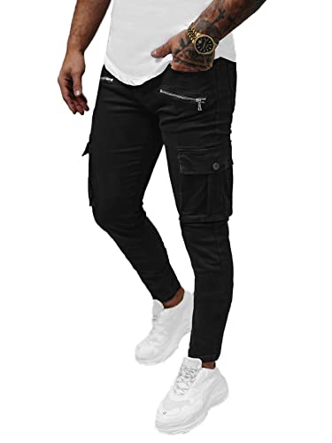 OZONEE Herren Jeans Hose Herrenjeans Jeanshose Skinny Röhrenjeans Biker Stretch Regular Slim Fit Straight Sportjeans Herrenhose Denim Baumwolle Baumwollmischung NB/MP0123NZ SCHWARZ 29 von OZONEE