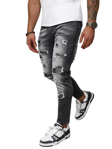 OZONEE Herren Jeans Hose Herrenjeans Jeanshose Skinny Röhrenjeans Biker Stretch Regular Slim Fit Straight Sportjeans Herrenhose Denim Baumwolle Baumwollmischung NB/MP0152NZ SCHWARZ 36 von OZONEE