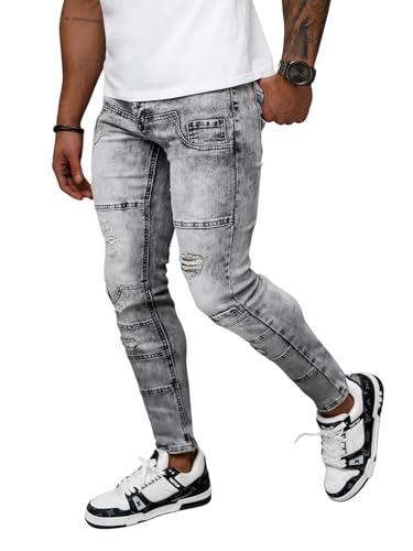 OZONEE Herren Jeans Hose Herrenjeans Jeanshose Skinny Röhrenjeans Biker Stretch Regular Slim Fit Straight Sportjeans Herrenhose Denim Baumwolle Baumwollmischung NB/MP0163NZ DUNKELGRAU 30 von OZONEE
