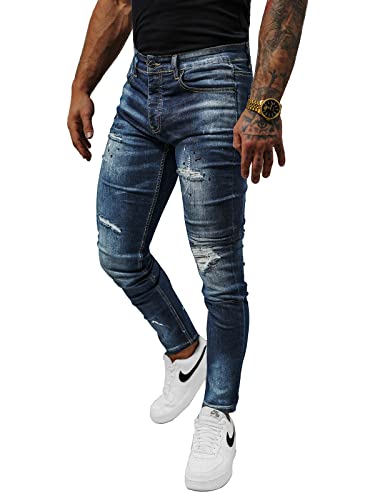 OZONEE Herren Jeans Hose Herrenjeans Jeanshose Skinny Röhrenjeans Biker Stretch Regular Slim Fit Straight Sportjeans Herrenhose Denim Baumwolle Baumwollmischung NB/MP0170BSZ DUNKELBLAU 31 von OZONEE