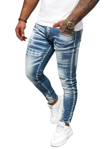 OZONEE Herren Jeans Hose Herrenjeans Jeanshose Skinny Röhrenjeans Biker Stretch Regular Slim Fit Straight Sportjeans Herrenhose Denim Baumwolle Baumwollmischung O/BC1068Z/1 BLAU 32 von OZONEE