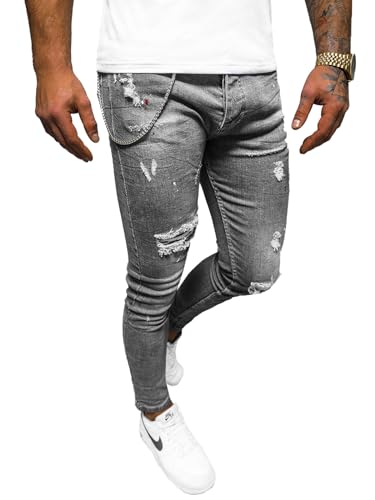 OZONEE Herren Jeans Hose Herrenjeans Jeanshose Skinny Röhrenjeans Biker Stretch Regular Slim Fit Straight Sportjeans Herrenhose Denim Baumwolle Baumwollmischung O/MB459Z DUNKELGRAU 31 von OZONEE