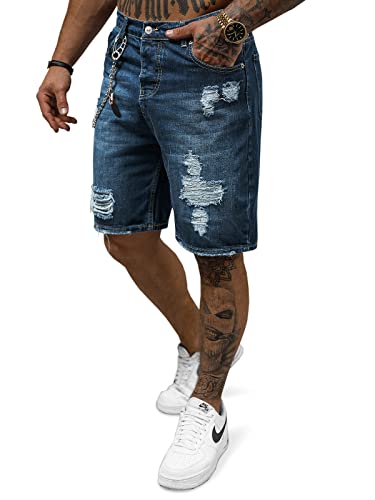 OZONEE Herren Jeans Shorts Bermuda Hose Kurz Herrenjeans Jeanshose Stretch Regular Fit Bermudashorts Freizeitshorts Freizeithose Kneelang Straight Sportjeans 777/1366S DUNKELBLAU 33 von OZONEE