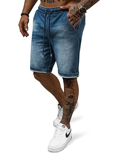 OZONEE Herren Jeans Shorts Bermuda Hose Kurz Herrenjeans Jeanshose Stretch Regular Fit Bermudashorts Freizeitshorts Freizeithose Kneelang Straight Sportjeans 777/6250S BLAU XL von OZONEE