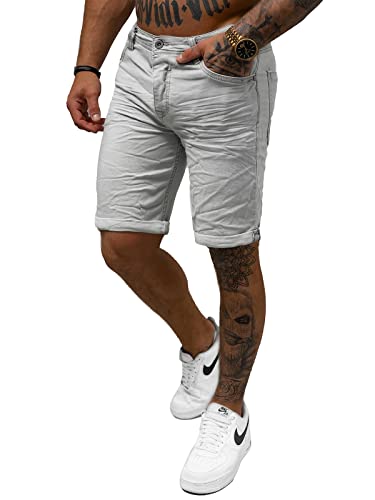 OZONEE Herren Jeans Shorts Bermuda Hose Kurz Herrenjeans Jeanshose Stretch Regular Fit Bermudashorts Freizeitshorts Freizeithose Kneelang Straight Sportjeans 777/6739S GRAU 29 von OZONEE