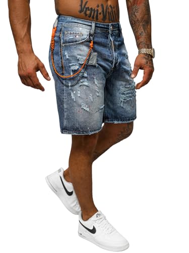 OZONEE Herren Jeans Shorts Bermuda Hose Kurz Herrenjeans Jeanshose Stretch Regular Fit Bermudashorts Freizeitshorts Freizeithose Kneelang Straight Sportjeans 777/9650S BLAU 34 von OZONEE