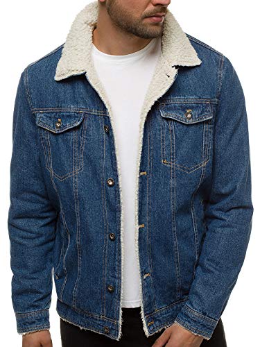 OZONEE Herren Jeansjacke Jacke Jeans Übergangsjacke Sommerjacke Frühlingsjacke Herbstjacke Vintage Herrenjacke Herbst Übergangs Denim Bikerjacke Jacket Übergangs 777/5216K BLAU S von OZONEE