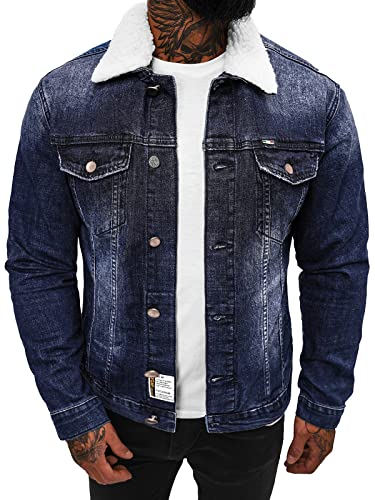 OZONEE Herren Jeansjacke Jacke Jeans Übergangsjacke Sommerjacke Frühlingsjacke Herbstjacke Vintage Herrenjacke Herbst Übergangs Denim Bikerjacke Jacket Übergangs 777/6237K DUNKELBLAU XXL von OZONEE