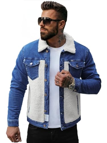 OZONEE Herren Jeansjacke Jacke Jeans Übergangsjacke Sommerjacke Frühlingsjacke Herbstjacke Vintage Herrenjacke Herbst Übergangs Denim Bikerjacke Jacket Übergangs 777/6912K BLAU XXL von OZONEE