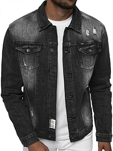 OZONEE Herren Jeansjacke Jacke Jeans Übergangsjacke Sommerjacke Frühlingsjacke Herbstjacke Vintage Herrenjacke Herbst Übergangs Denim Bikerjacke Jacket Übergangs NB/MJ511GZ GRAU M von OZONEE