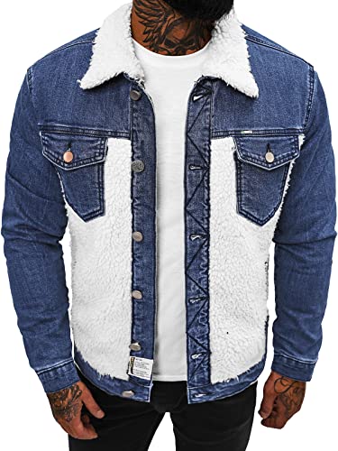 OZONEE Herren Jeansjacke Jacke Jeans Übergangsjacke Sommerjacke Frühlingsjacke Herbstjacke Vintage Herrenjacke Herbst Übergangs Denim Bikerjacke Jacket Übergangs NB/MJ533BZ BLAU L von OZONEE