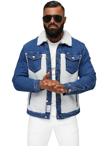 OZONEE Herren Jeansjacke Jacke Jeans Übergangsjacke Sommerjacke Frühlingsjacke Herbstjacke Vintage Herrenjacke Herbst Übergangs Denim Bikerjacke Jacket Übergangs NB/MJ533BZ BLAU XL von OZONEE
