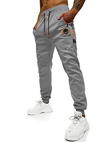 OZONEE Herren Jogginghose Hose Sport Trainingshose Sporthose Freizeithose Unifarbe Herrenhose Sweatpants Fitnesshose Sweathose Fußballhose Jogpants Joggpants 777/1109S GRAU L von OZONEE