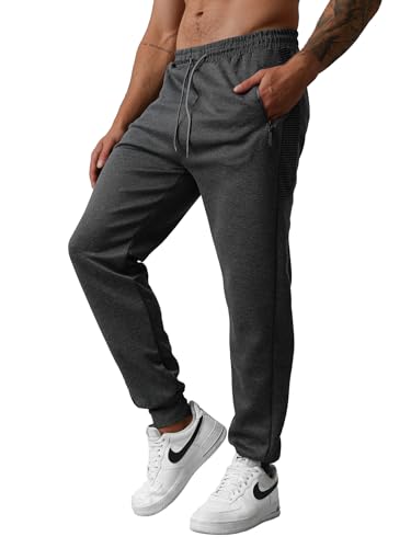 OZONEE Herren Jogginghose Hose Sport Trainingshose Sporthose Freizeithose Unifarbe Herrenhose Sweatpants Fitnesshose Sweathose Fußballhose Jogpants Joggpants 777/3801S/5 DUNKELGRAU XXL von OZONEE