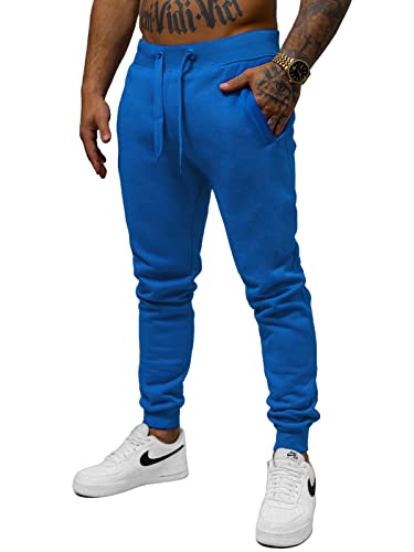 OZONEE Herren Jogginghose Hose Sport Trainingshose Sporthose Freizeithose Unifarbe Herrenhose Sweatpants Fitnesshose Sweathose Fußballhose Jogpants Joggpants 777/7733S BLAU L von OZONEE