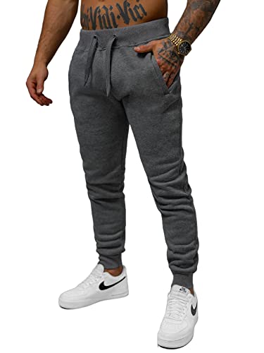 OZONEE Herren Jogginghose Hose Sport Trainingshose Sporthose Freizeithose Unifarbe Herrenhose Sweatpants Fitnesshose Sweathose Fußballhose Jogpants Joggpants 777/7733S DUNKELGRAU M von OZONEE