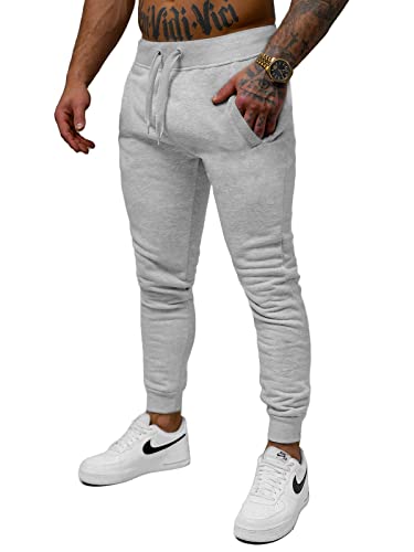 OZONEE Herren Jogginghose Hose Sport Trainingshose Sporthose Freizeithose Unifarbe Herrenhose Sweatpants Fitnesshose Sweathose Fußballhose Jogpants Joggpants 777/7733S GRAU L von OZONEE