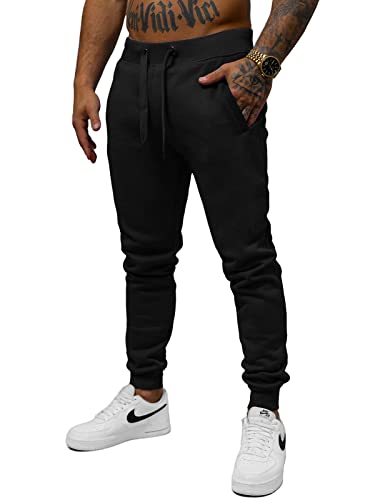 OZONEE Herren Jogginghose Hose Sport Trainingshose Sporthose Freizeithose Unifarbe Herrenhose Sweatpants Fitnesshose Sweathose Fußballhose Jogpants Joggpants 777/7733S SCHWARZ XL von OZONEE