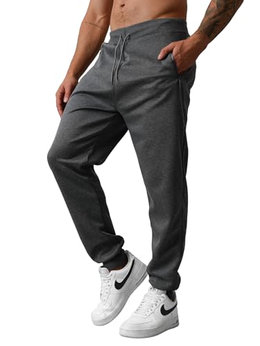 OZONEE Herren Jogginghose Hose Sport Trainingshose Sporthose Freizeithose Unifarbe Herrenhose Sweatpants Fitnesshose Sweathose Fußballhose Jogpants Joggpants 777/8971S/5 DUNKELGRAU M von OZONEE