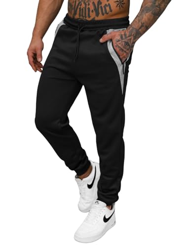 OZONEE Herren Jogginghose Hose Sport Trainingshose Sporthose Freizeithose Unifarbe Herrenhose Sweatpants Fitnesshose Sweathose Fußballhose Jogpants Joggpants JS/15K1813Z/3 SCHWARZ XL von OZONEE