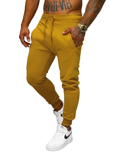 OZONEE Herren Jogginghose Hose Sport Trainingshose Sporthose Freizeithose Unifarbe Herrenhose Sweatpants Fitnesshose Sweathose Fußballhose Jogpants Joggpants JS/XW01 Camel L von OZONEE