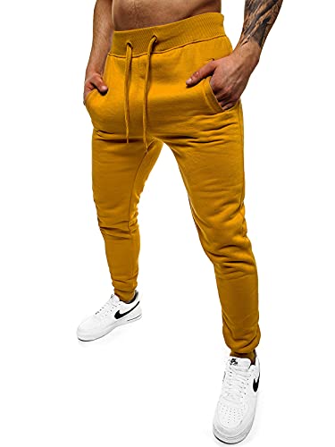 OZONEE Herren Jogginghose Hose Sport Trainingshose Sporthose Freizeithose Unifarbe Herrenhose Sweatpants Fitnesshose Sweathose Fußballhose Jogpants Joggpants JS/XW01ZS Camel L von OZONEE