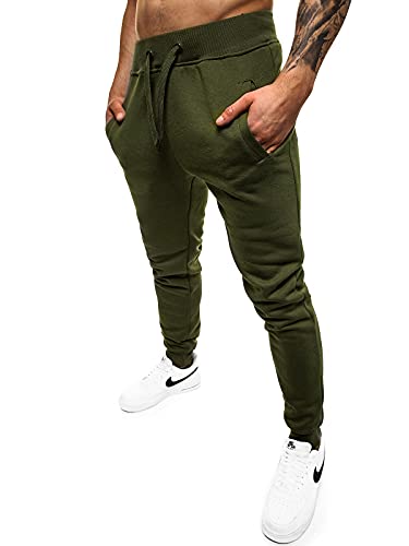 OZONEE Herren Jogginghose Hose Sport Trainingshose Sporthose Freizeithose Unifarbe Herrenhose Sweatpants Fitnesshose Sweathose Fußballhose Jogpants Joggpants JS/XW01ZS Khaki L von OZONEE