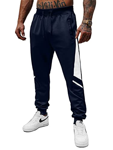 OZONEE Herren Jogginghose Hose Trainingshose Sporthose Freizeithose Motiv Herrenhose Sweatpants Fitnesshose Sweathose Fußballhose Jogpants Joggpants 777/1301S DUNKELBLAU 2XL von OZONEE