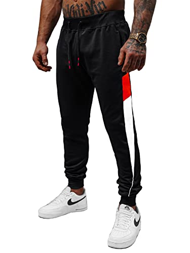 OZONEE Herren Jogginghose Hose Trainingshose Sporthose Freizeithose Motiv Herrenhose Sweatpants Fitnesshose Sweathose Fußballhose Jogpants Joggpants 777/4645S SCHWARZ XL von OZONEE