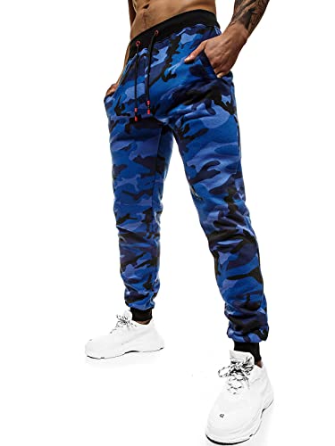 OZONEE Herren Jogginghose Hose Trainingshose Sporthose Freizeithose Motiv Herrenhose Sweatpants Fitnesshose Sweathose Fußballhose Jogpants Joggpants 777/8105S BLAU 2XL von OZONEE