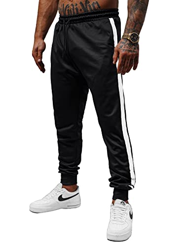 OZONEE Herren Jogginghose Hose Trainingshose Sporthose Freizeithose Motiv Herrenhose Sweatpants Fitnesshose Sweathose Fußballhose Jogpants Joggpants JS/8K166Z SCHWARZ 2XL von OZONEE