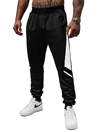 OZONEE Herren Jogginghose Hose Trainingshose Sporthose Freizeithose Motiv Herrenhose Sweatpants Fitnesshose Sweathose Fußballhose Jogpants Joggpants JS/8K182Z SCHWARZ-WEIß M von OZONEE