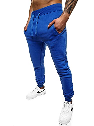 OZONEE Herren Jogginghose Hose Sport Trainingshose Sporthose Freizeithose Unifarbe Herrenhose Sweatpants Fitnesshose Sweathose Fußballhose Jogpants Joggpants JS/XW01 BLAU L von OZONEE