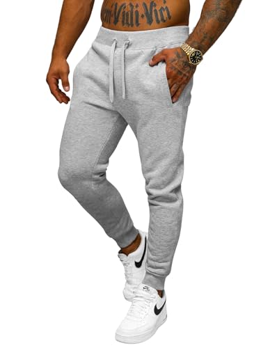 OZONEE Herren Jogginghose Hose Sport Trainingshose Sporthose Freizeithose Unifarbe Herrenhose Sweatpants Fitnesshose Sweathose Fußballhose Jogpants Joggpants JS/XW01 GRAU L von OZONEE