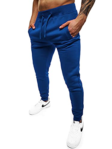 OZONEE Herren Jogginghose Hose Sport Trainingshose Sporthose Freizeithose Unifarbe Herrenhose Sweatpants Fitnesshose Sweathose Fußballhose Jogpants Joggpants JS/XW01 Kobalt M von OZONEE