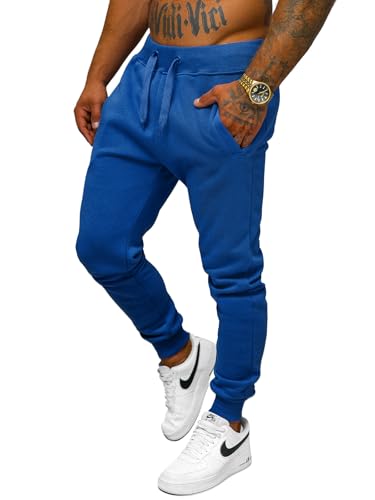 OZONEE Herren Jogginghose Hose Sport Trainingshose Sporthose Freizeithose Unifarbe Herrenhose Sweatpants Fitnesshose Sweathose Fußballhose Jogpants Joggpants JS/XW01 Kobalt M von OZONEE