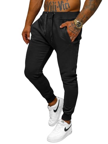 OZONEE Herren Jogginghose Hose Sport Trainingshose Sporthose Freizeithose Unifarbe Herrenhose Sweatpants Fitnesshose Sweathose Fußballhose Jogpants Joggpants JS/XW01 SCHWARZ M von OZONEE