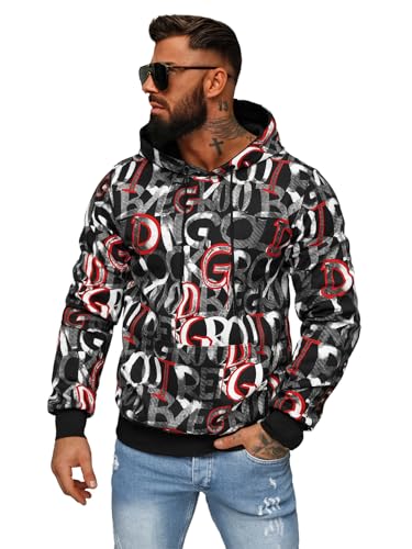 OZONEE Herren Kapuzenpullover Sweatjacke Sweatshirt Farbvarianten Kapuzenjacke Kapuzenpulli Kapuze Langarm Hoodie Sport Style Casual Fitness Training Basic 777/2977B/3 SCHWARZ XXL von OZONEE