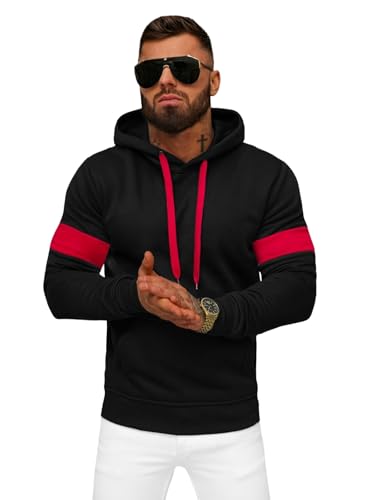 OZONEE Herren Kapuzenpullover Sweatjacke Sweatshirt Farbvarianten Kapuzenjacke Kapuzenpulli Kapuze Langarm Hoodie Sport Style Casual Fitness Training Basic 777/5926B/3 SCHWARZ XL von OZONEE