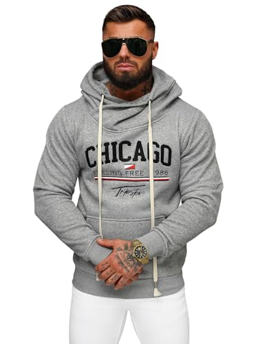 OZONEE Herren Kapuzenpullover Sweatjacke Sweatshirt Farbvarianten Kapuzenjacke Kapuzenpulli Kapuze Langarm Hoodie Sport Style Casual Fitness Training Basic 777/7780B GRAU XXL von OZONEE