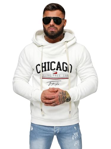 OZONEE Herren Kapuzenpullover Sweatjacke Sweatshirt Farbvarianten Kapuzenjacke Kapuzenpulli Kapuze Langarm Hoodie Sport Style Casual Fitness Training Basic 777/7780B WEIß S von OZONEE