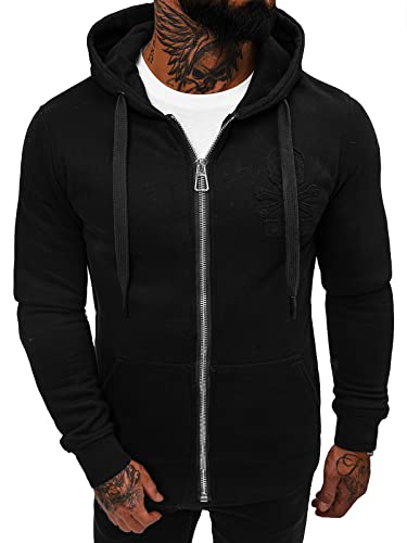 OZONEE Herren Kapuzenpullover Sweatjacke Sweatshirt Farbvarianten Kapuzenjacke Kapuzenpulli Kapuze Langarm Hoodie Sport Style Casual Fitness Training Basic NB/MF2003Z SCHWARZ M von OZONEE